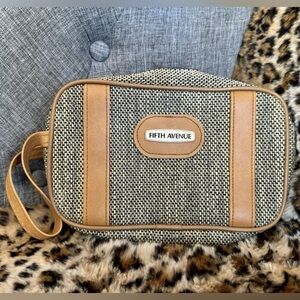 SAKS Fifth Avenue Tweed Makeup Bag Travel Case